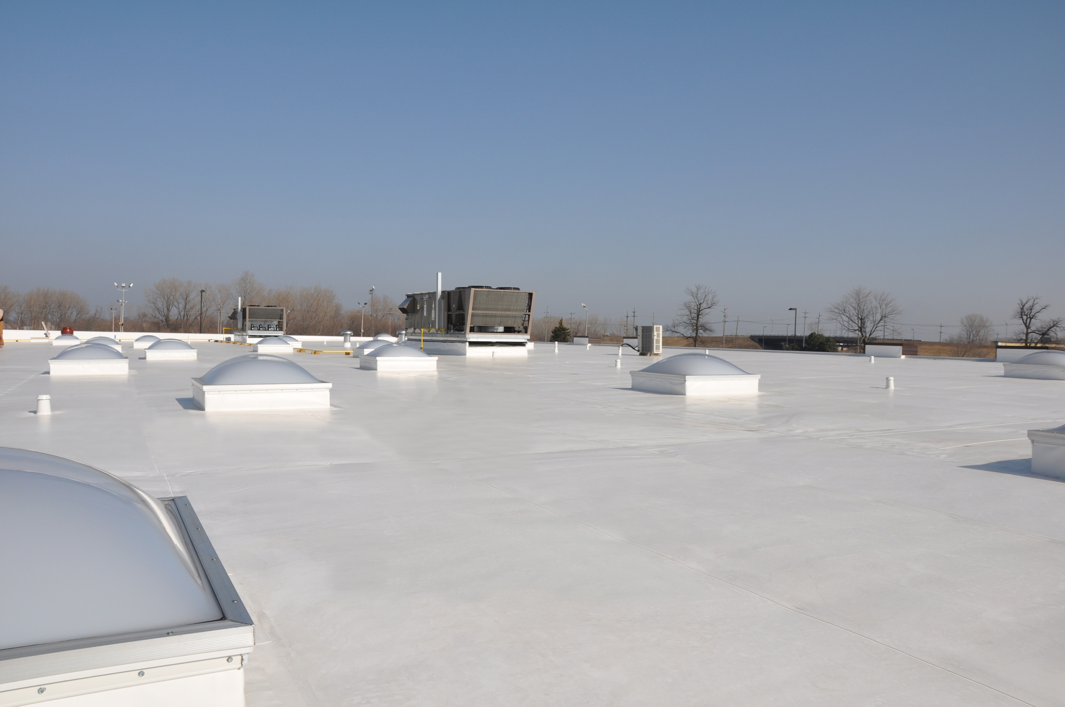 Commercial rooftop with safety rails
